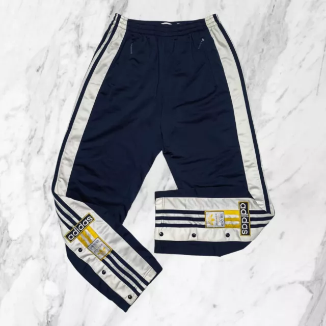 ADIDAS ADIBREAK VINTAGE Anni 90 Pantaloni Tuta Bottoni Blu Tasche Zip Taglia M EUR 109 00 PicClick IT