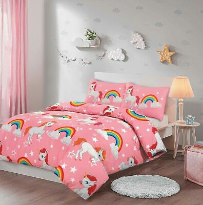 Colore Lilla Emoji Set Copripiumino Singolo con Motivo Unicorno 