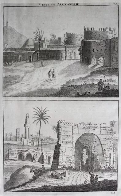 1700 Alexandria Egypt Ägypten Ansicht view Kupferstich engraving Brujin Bruyn