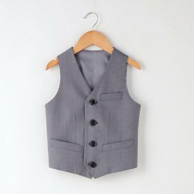 Baby Kids Boys Wedding Party Occasional Grey Formal Smart Waistcoat Vests 2-14Y