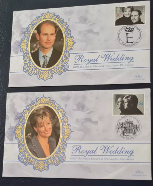 GB - 1999 -  "Royal Wedding  - Edward & Sophie" Set of 2 Benham FDC's BS Sp20/21