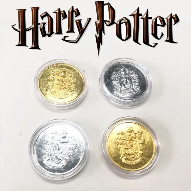 Set/4Pcs Harry Potter Coin Magic Hogwarts Houses Commemorative Coins Gifts