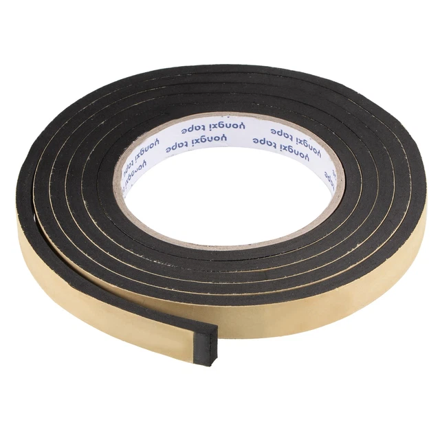 Ruban Mousse Adhésif 15mm X 1mm X 5m - Noir Et Jaune, Auto-adhésif, Antichoc, Neuf