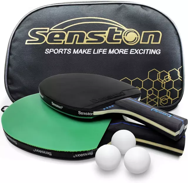 Senston Tischtennis Schläger Set, Profi 2 Tischtennisschläger Und 3 Tischtennis-