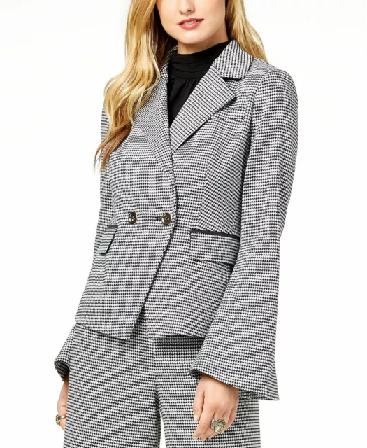 $359 Rachel Zoe Women'S Black White Houndstooth Double-Breasted Blazer Size 2