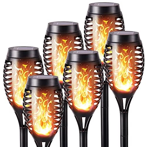 Geemoo Lumières Flamme Solaire Exterieure 6 Pack Etanche Lampe Torche Solaire...