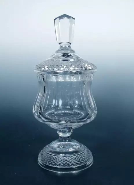 Anglo Irish Brilliant Hand Cut Lead Crystal Mantle Urn Cvd Glass Jar Diamond Pat