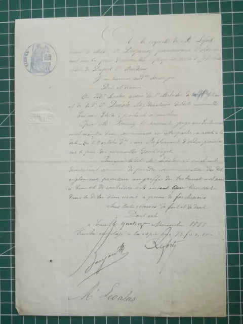 14 11 1881  - 1 page - Adjudication Caen - acte notarié - Devoto Juteau