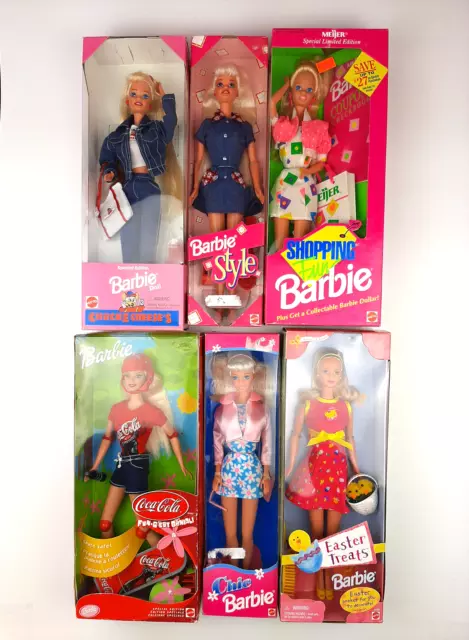 Mattel Barbie Lot of 6 1990s Dolls #14615 #18219 #10051 #52717 #17297 #23786