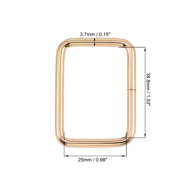 Metal Anillo Hebillas 38,8x25mm para Bolsa Cinturone Bricolaje Tono Dorado 20uds 3