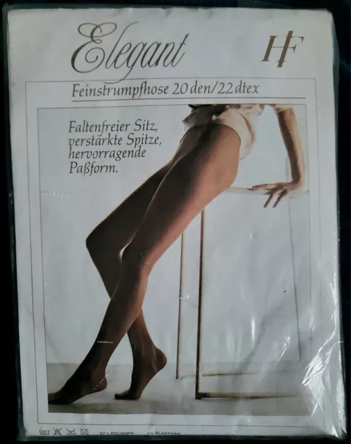 Vintage 1980er Feinstrumpfhose HF Elegant 20 DEN, Gr.II (40-42), Caramel,Neu,OVP