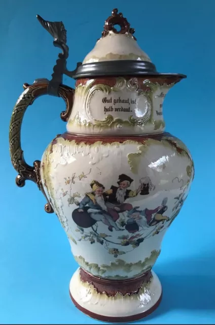 Mettlach Steingut Keramik Bier Kanne Krug 1582 Heinrich Schlitt Villeroy&Boch~96