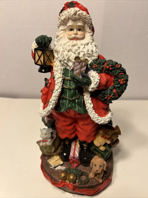 Father Christmas - Large Santa Claus Music Box Ceramic Figurine- Plays well NICE