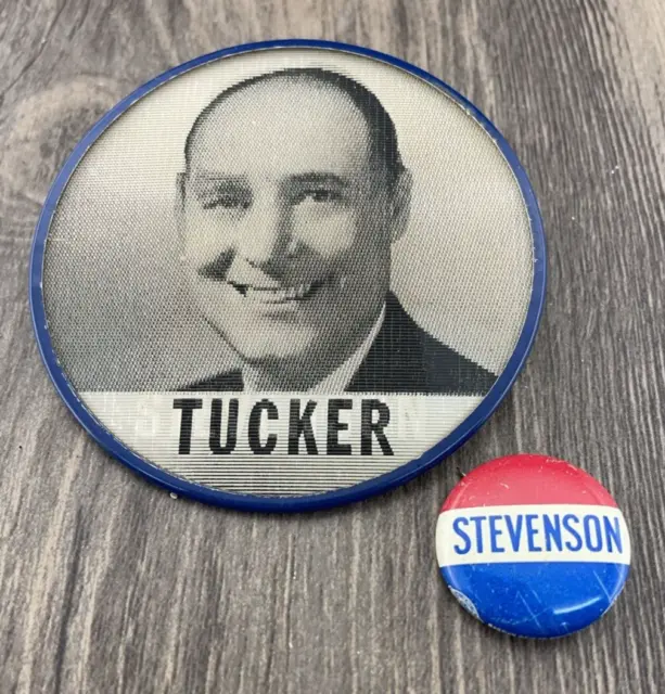 Vintage Stevenson Tucker Flasher & Small Pin Button Campaign Political