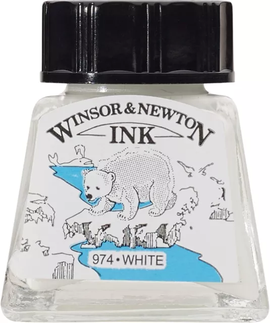 Winsor & Newton 14ml Drawing Ink Bottle - White 14 ml (Pack of 1),