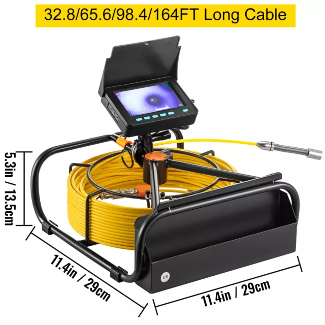 VEVOR Sewer Camera Pipe Inspection Camera 32.8/65.6/98.4/164FT Cable 4.3" Screen 2