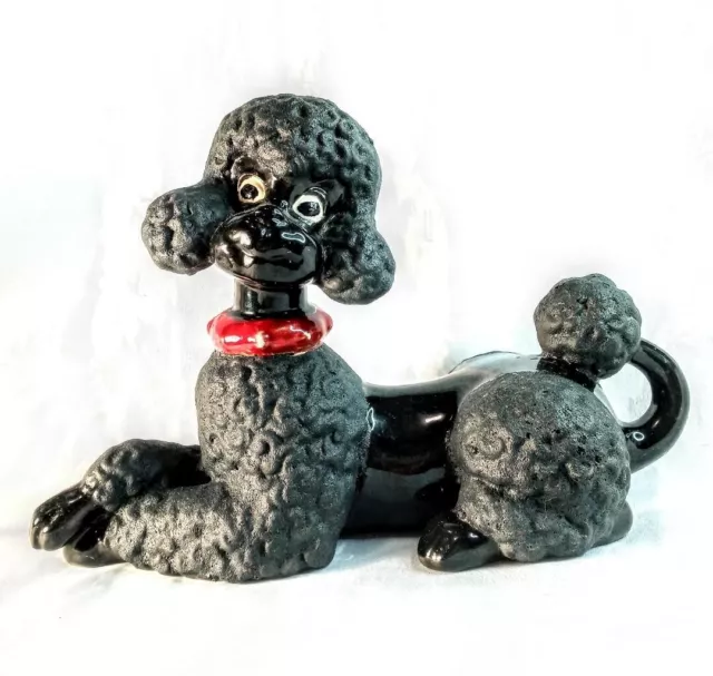 Vintage 1960s Large Atlantic Mold Ceramic Black Poodle Dog Statue