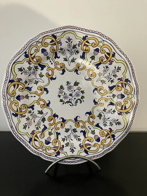 MAGNIFIQUE ASSIETTE PLATE en faïence de Gien ? Rouen ? Desvres ? à ...