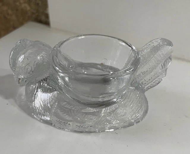ANCIEN POT COUVERT BONBONNIERE POULE VERRE Moulé VIDE POCHE Collection Deco D 125981