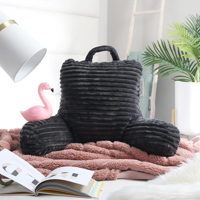 Cut Plush Striped Reading Pillow Shredded Memory Foam Bed Rest Pillow with Arms 10