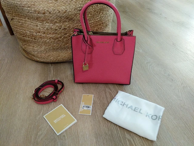 Michael Kors $248 Mercer Medium Messenger Crossbody Tote Rose Pink/Gold