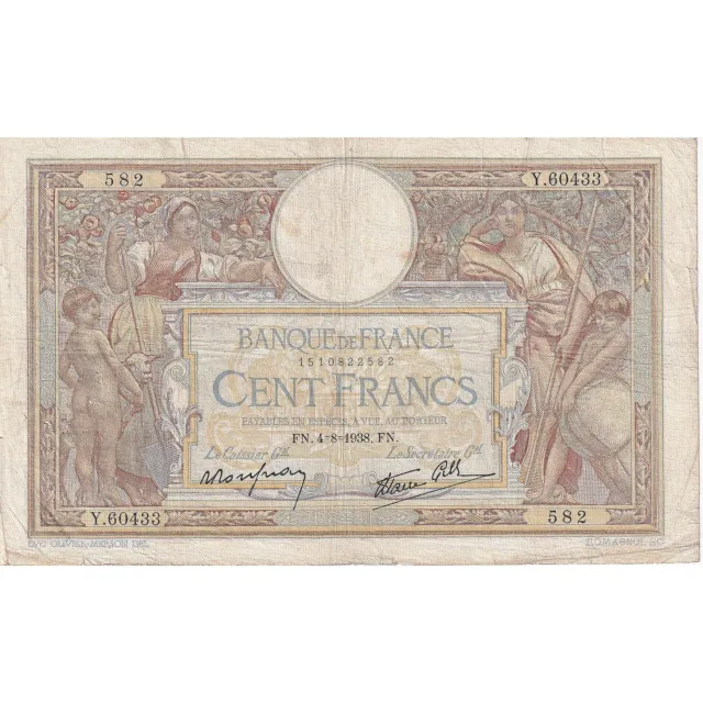 [#195713] France, 100 Francs, Luc Olivier Merson, 1938, Y.60433, TB, Fayette:25.