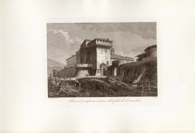 Gravure Ancienne Tivoli – Ponte Lucano E Sep. Plauzia – G. Cottafavi – 1840 – Avec Passe-partout