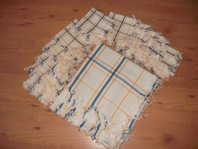 Ancien service à thé nappe et 11  serviettes rayées