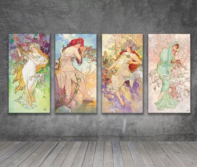 Alphonse Mucha The Seasons 1896 FLOWER CANVAS PAINTING PRINT WOMEN ART 1501