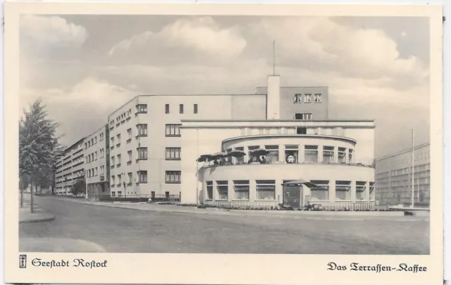 AK Rostock Hansaviertel um 1935 - Das Terassen-Kaffee mit Strempelstraße