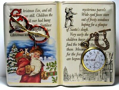 Vintage 1995 Book Shaped Tin Box Christmas Santa By Silver Crane Company England