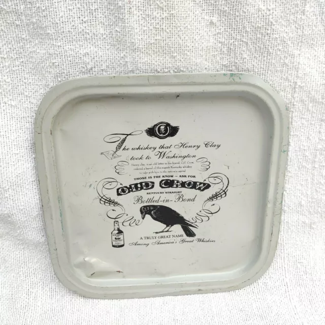 1950s Vintage Old Crow American Whisky Adverting Tin Tray USA Decorative T1161