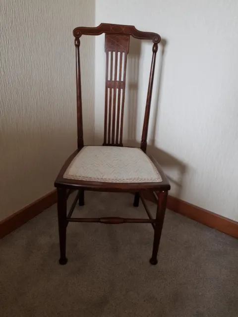 Antique Edwardian Mahogany Inlaid Bedroom Chair. VGC. Delivery Possible.