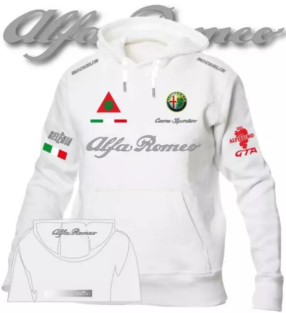 Felpa hoodie printed Argento Alfa Romeo Cuore Sportivo 3 Alfissimo colore Bi
