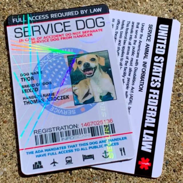 Service Dog ID Card Customized Holographic