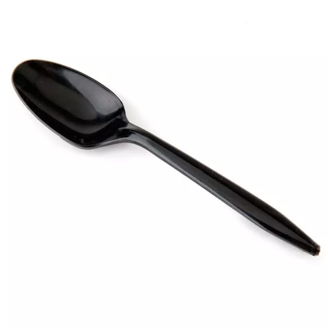 Deli Supplies 100 x Black Plastic Disposable Teaspoon Coffee Tea Spoon Teaspoons