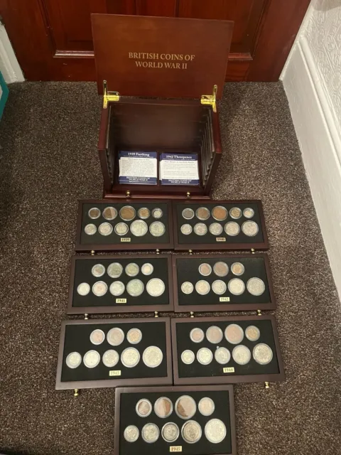 WORLD WAR II COMPLETE GREAT BRITAIN COIN COLLECTION 1939-1945 63 Coins B