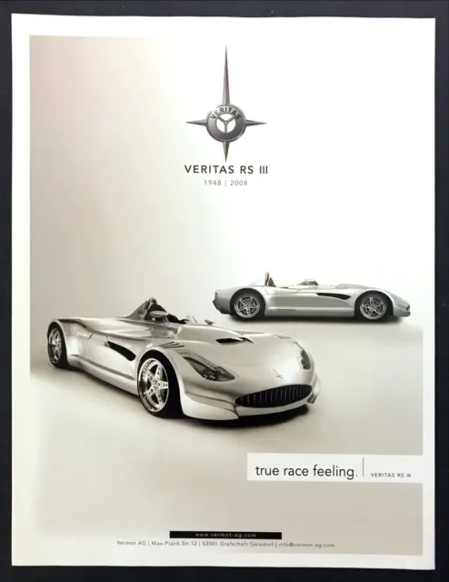 2008 Veritas RS III Speedster photo "True Race Feeling" vintage print ad