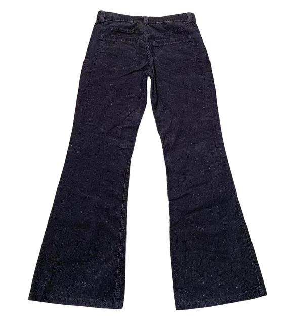 Pantaloni in velluto a coste OshKosh neri scintillanti misto cotone elasticizzati 12 anni cavi Y2K 2