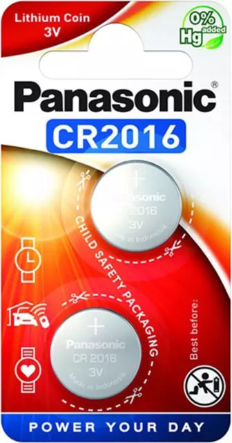 2x Panasonic Button Cell Lithium CR2016 (1x2er Blister Pack) 3 V CR-2016EL/2B