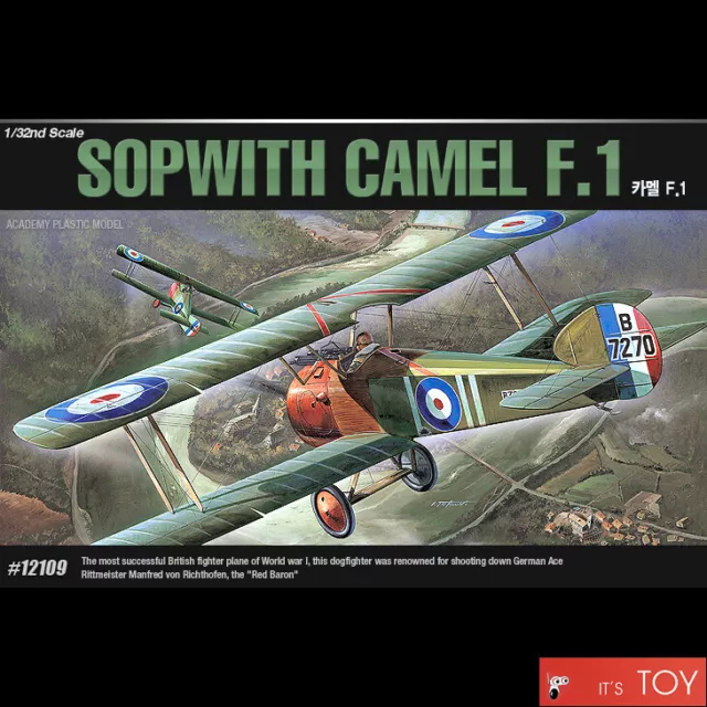 Academy 1/32 SOPWITH CAMEL F.1 Biplane WWI Aircraft Plastic model kit #12109