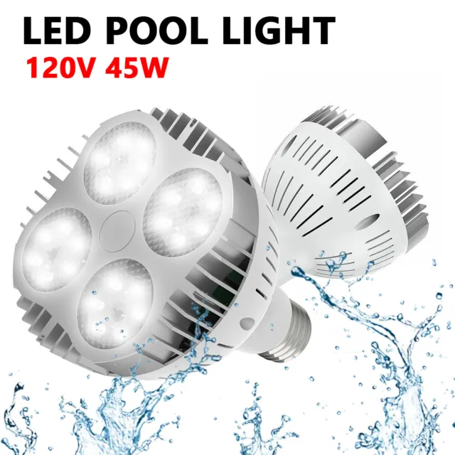 RGB LED White Color Underwater Swimming Inground Pool Light Bulb 6000K 45W 120V 3