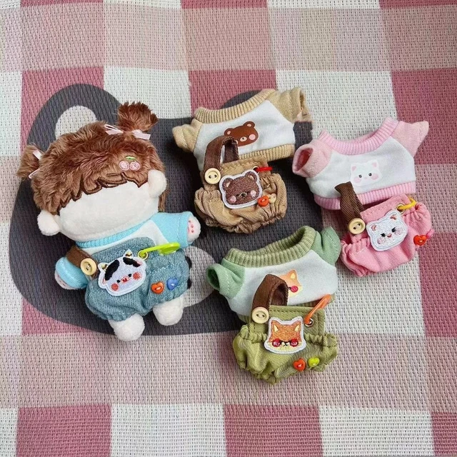 Suspender Pants Cartoon Animal Pattern 20cm Doll Clothes T-shirt Trousers Suit