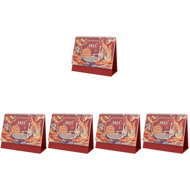 5 Pack Tischkalender 2023 Papier Büro Faltkalender Tragbarer Stehpult