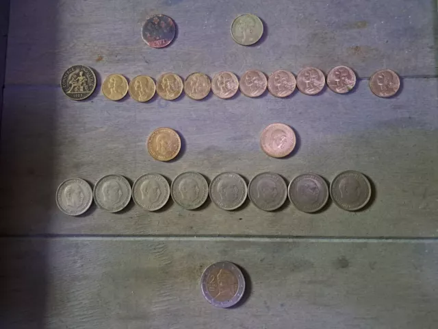 Lot de pièces anciennes francs pesetas monnaie royale