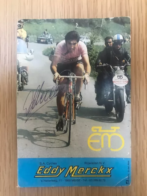 Autographed Eddy Merckx Hero Card, 4" x 6", Postcard, Bicycles, Road Bike