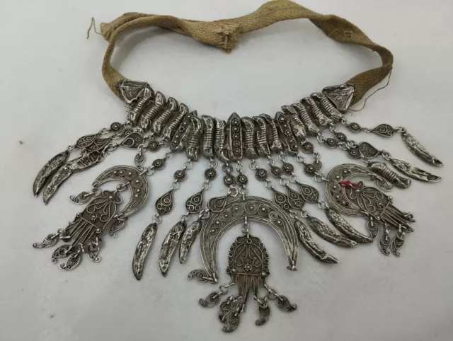 Rare Antique North African Silver Head Face Cover Piece