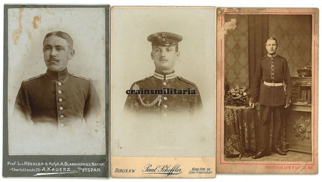 3x Orig. Foto CDV Portrait Soldaten in BERLIN Potsdam Schützenschnur