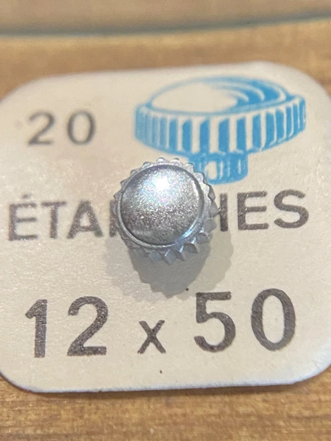 Couronne De Montre étanche Canon Court 50, Filetage 0.90 - Chromée NOS (neuve Ancien Stock)