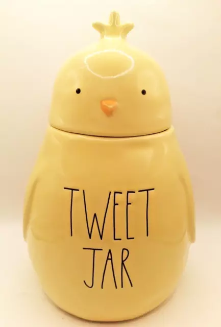 Rae Dunn Tweet Jar Yellow Canister Spring Yellow Chick Bird Topper